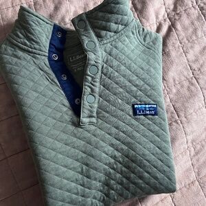 Men's Small Quilted Sweatshirt Mockneck | Olive Green | LL BEAN